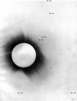A negative photo of the 1919 solar eclipse (Copyright ESA/NASA)