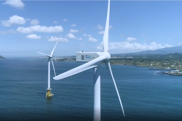 Doosan Heavy Industries & Construction Co.'s 3MW wind power plant installed in Tamna Marine Wind Power Complex in Jeju Island.