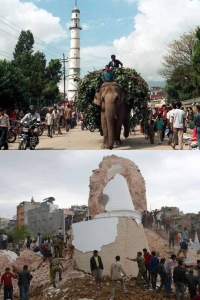 Nepal earthquake: Before and after photographs reveal the devastation on iconic landmarks from Everest to Kathmandu