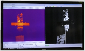 Visible and infrared imaging of model satellite