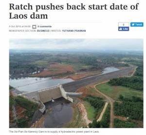 댐 붕괴, 라오스 수력발전소 내년 말 상업운전?: 방콕포스트